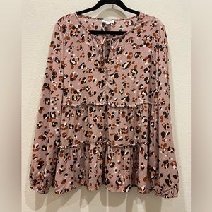 Beach Lunch Lounge Leopard Print Top women’s Large Boho